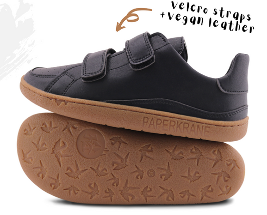 PaperKrane Kids Sneakers - Licorice Velcro - Vegan