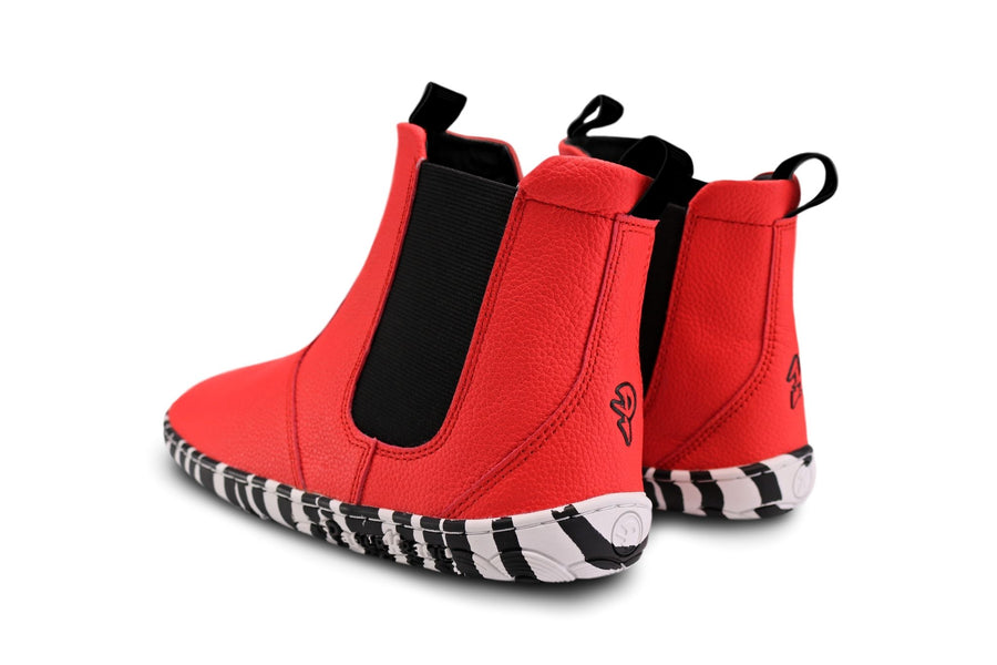 PaperKrane Kids Boots - Red Zebra Chelsea Junior