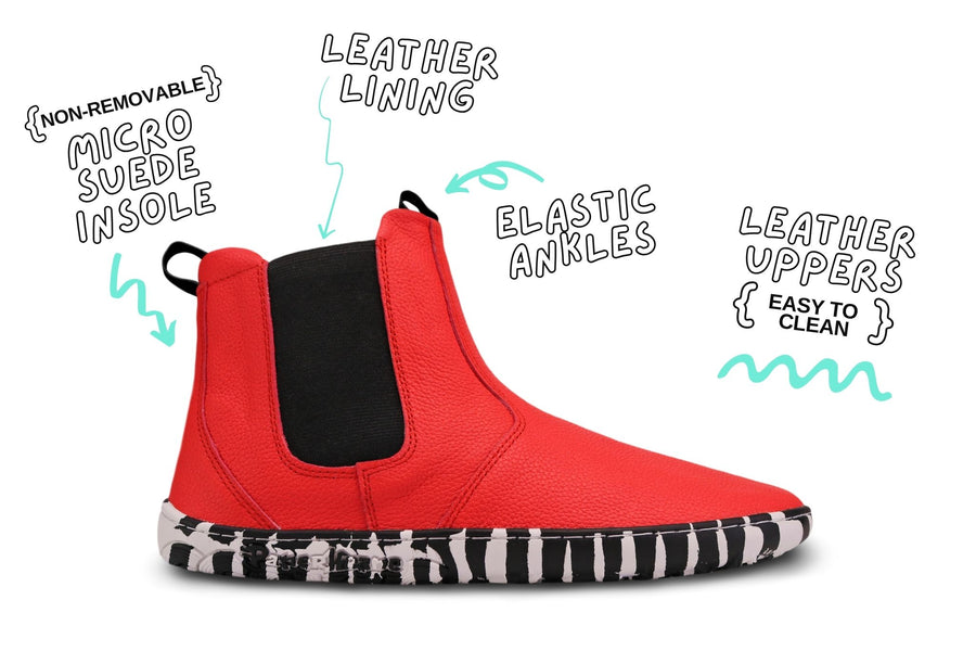 PaperKrane Adult Boots - Red Zebra Chelsea