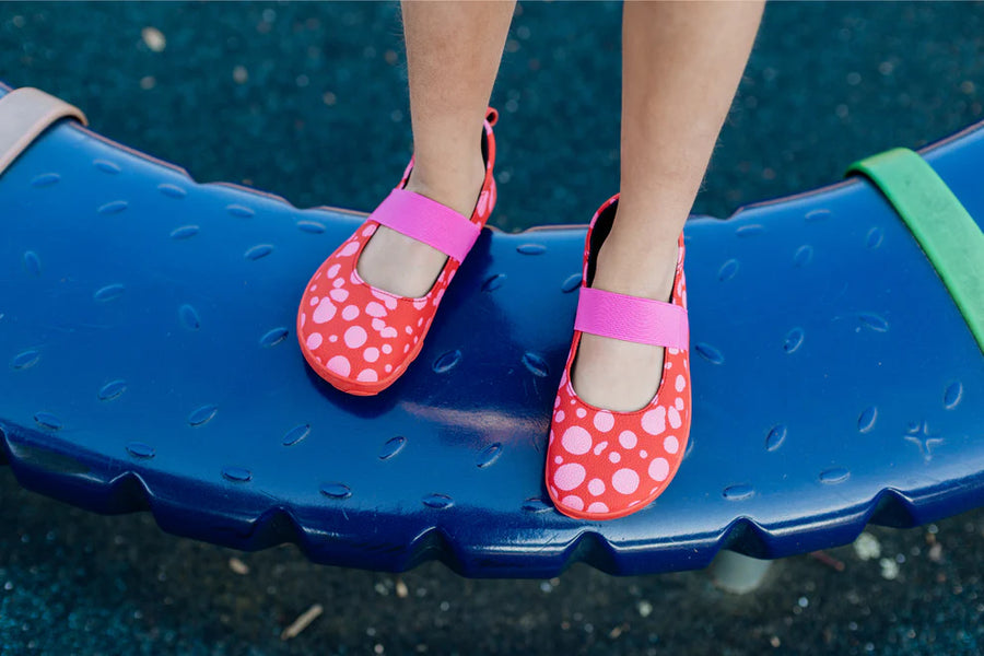 PaperKrane Kids Mary Janes - Red Dotty MJ Junior