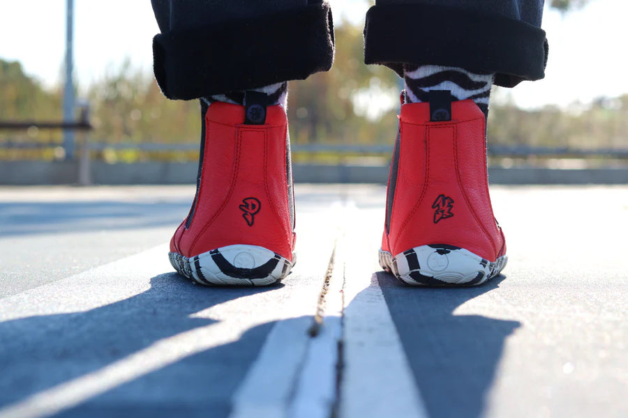 PaperKrane Adult Boots - Red Zebra Chelsea