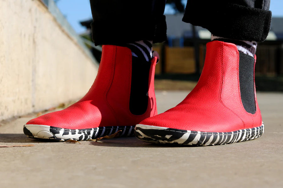 PaperKrane Adult Boots - Red Zebra Chelsea