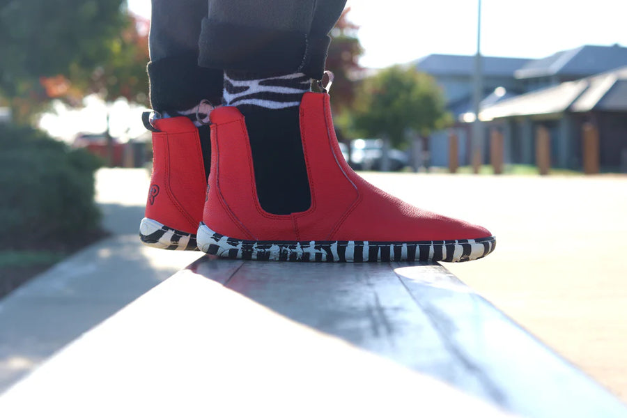 PaperKrane Adult Boots - Red Zebra Chelsea