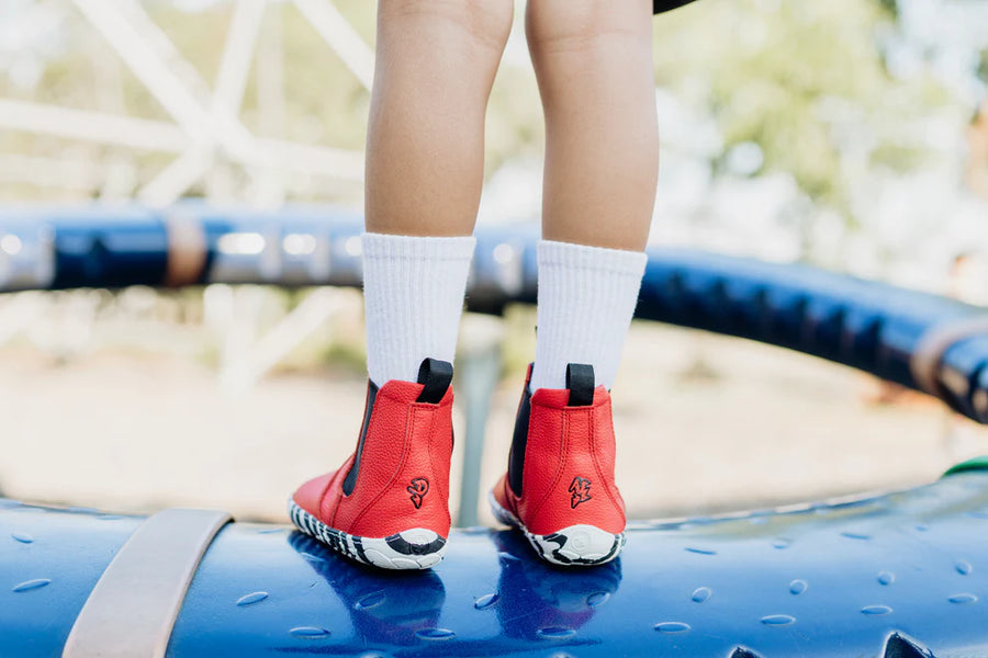 PaperKrane Kids Boots - Red Zebra Chelsea Junior