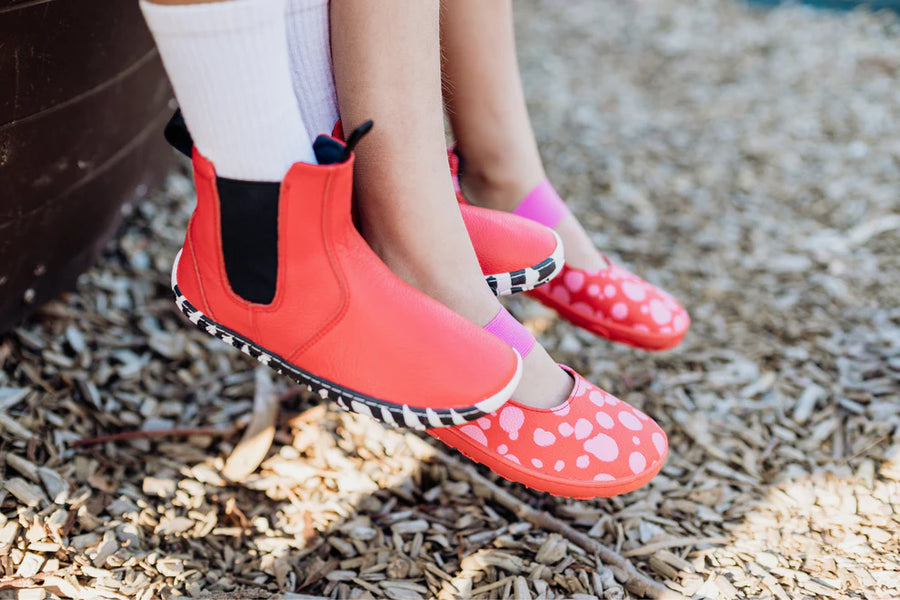 PaperKrane Kids Boots - Red Zebra Chelsea Junior