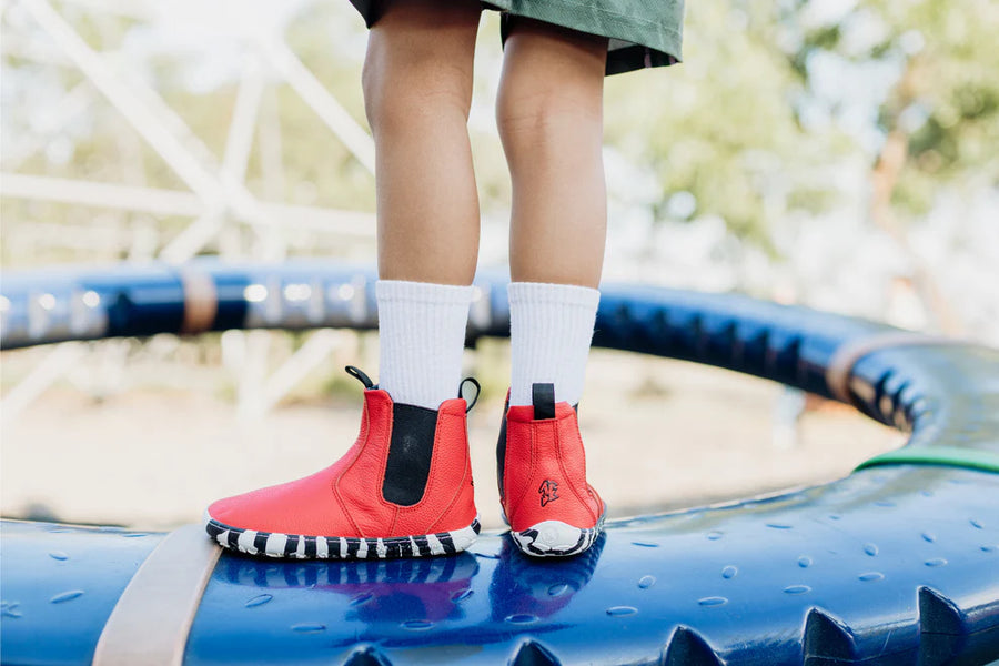 PaperKrane Kids Boots - Red Zebra Chelsea Junior